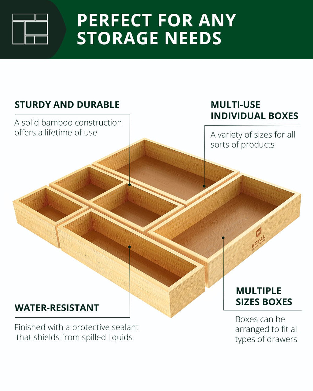 Storage Box Set of 5, Natural