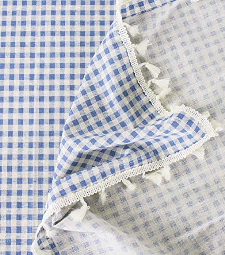 Fennco Styles Simply Striped Tassel Cotton Blend 55 x 55 Inch Tablecloth - Green Table Cover for Banquets, Holiday, Special Events, Outdoor and Home Décor