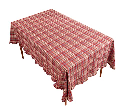Plaid Ruffled Cotton Tablecloth