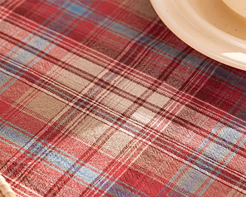 Plaid Ruffled Cotton Tablecloth