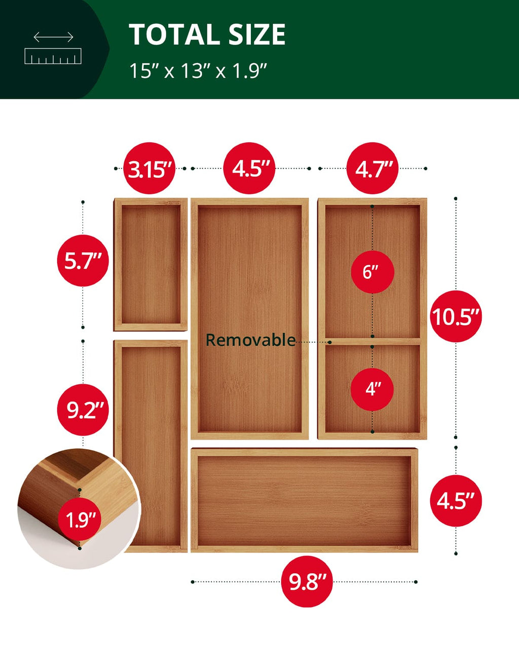 Storage Box Set of 5, Brown