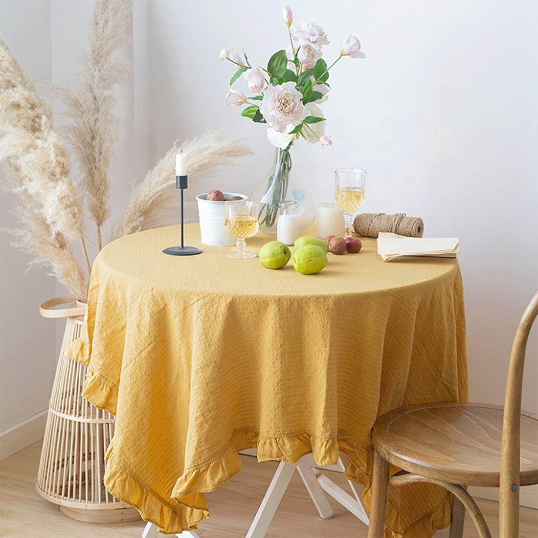 French Ruffled Cotton Tablecloth
