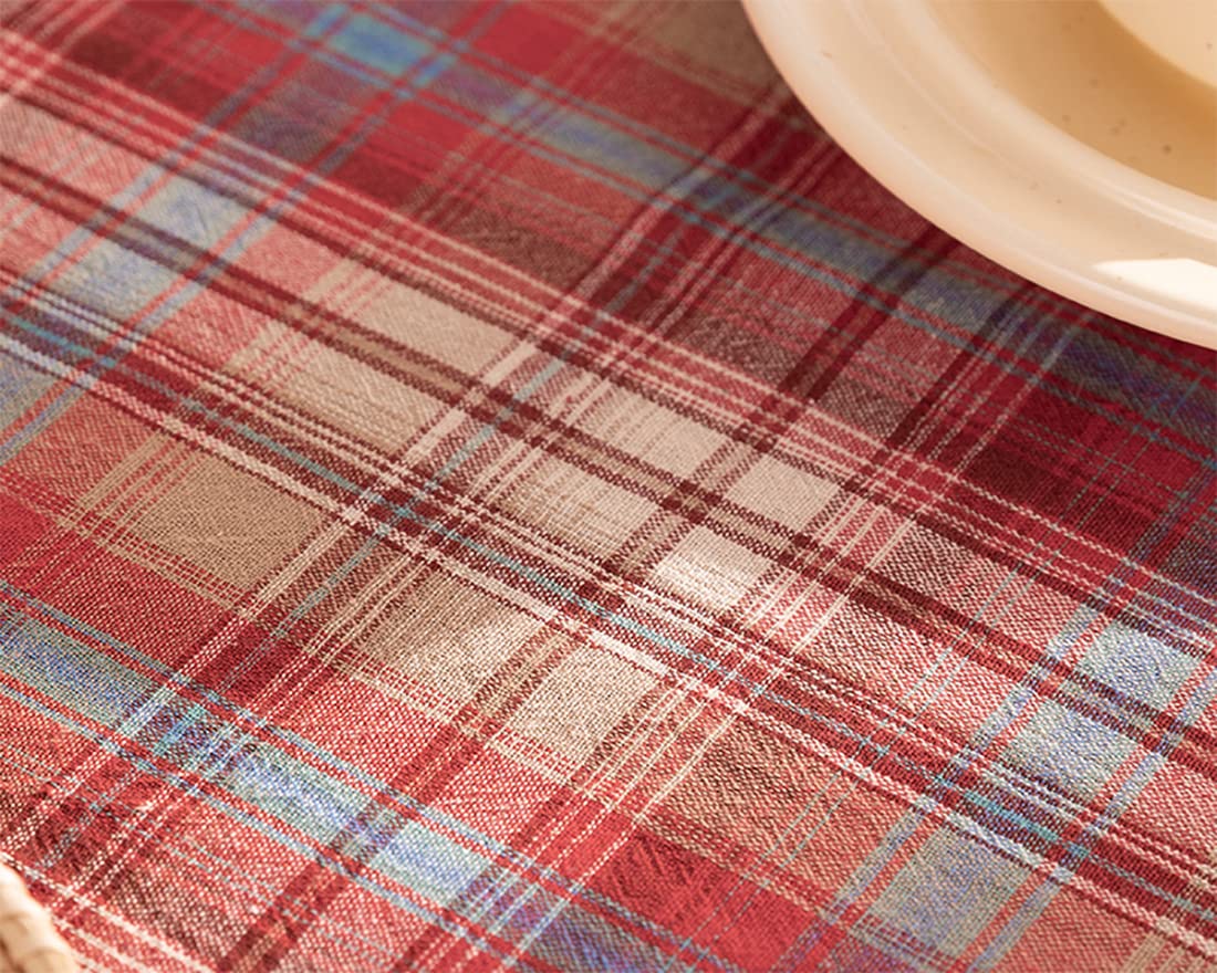 Plaid Ruffled Cotton Tablecloth