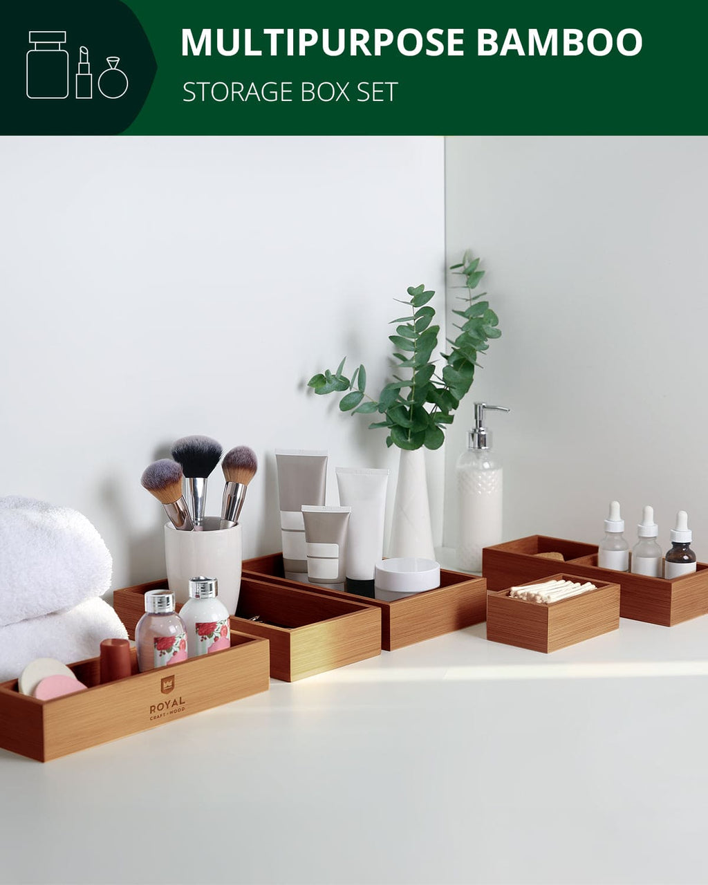 Storage Box Set of 5, Brown