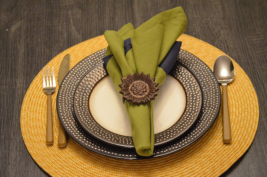 Antique Sunflower Napkin Rings — Set of 4