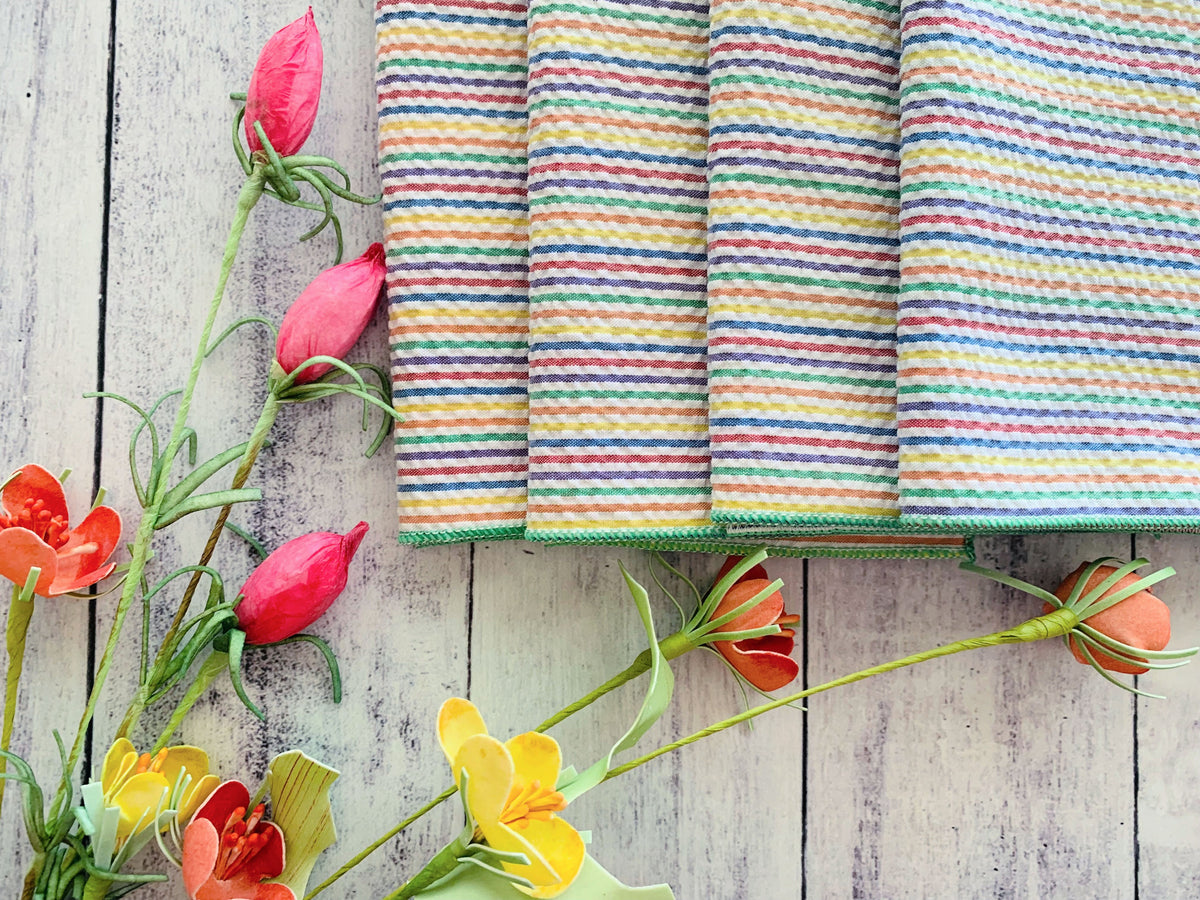 Rainbow Seersucker Cloth Napkins — Set of 4