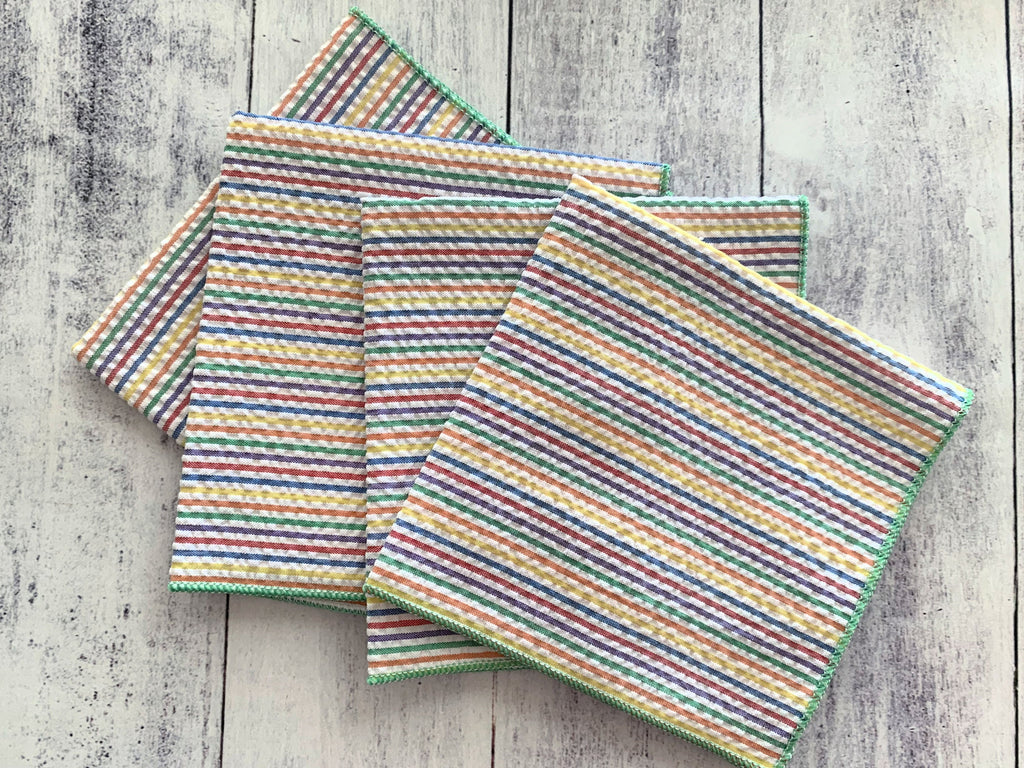 Rainbow Seersucker Cloth Napkins — Set of 4
