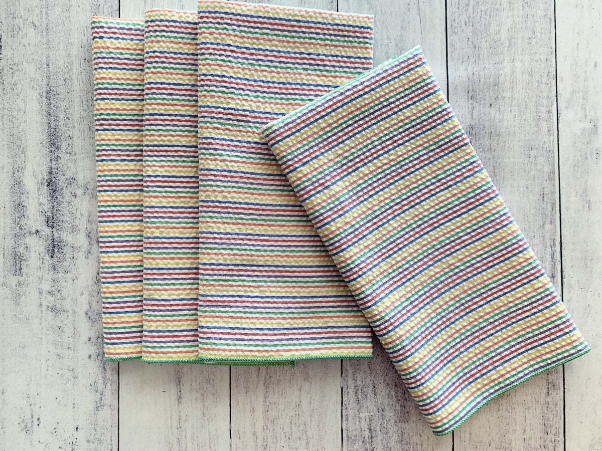 Rainbow Seersucker Cloth Napkins — Set of 4