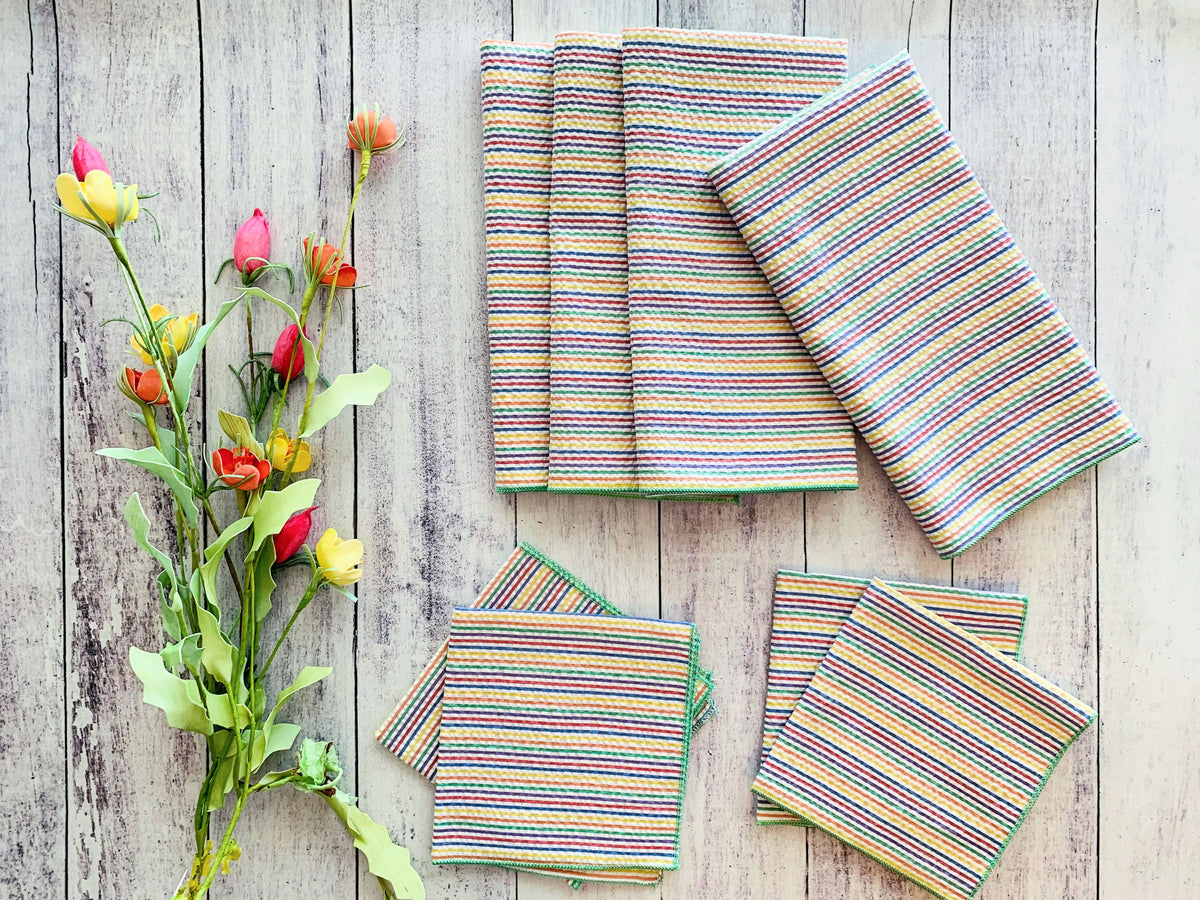 Rainbow Seersucker Cloth Napkins — Set of 4